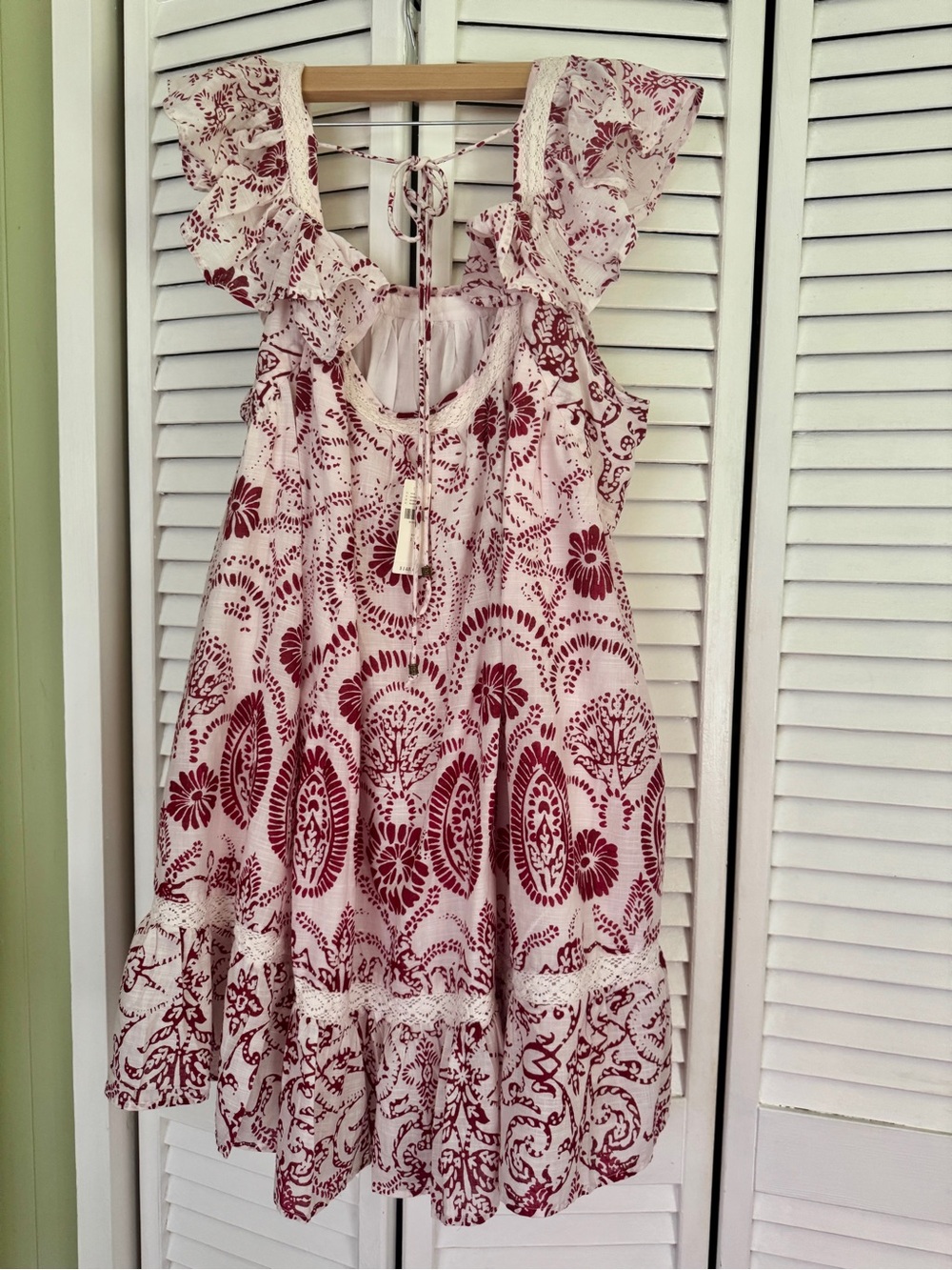 Maeve by Anthropologie Floral Ruffle Mini Dress in Raspberry NWT - Picture 11 of 11